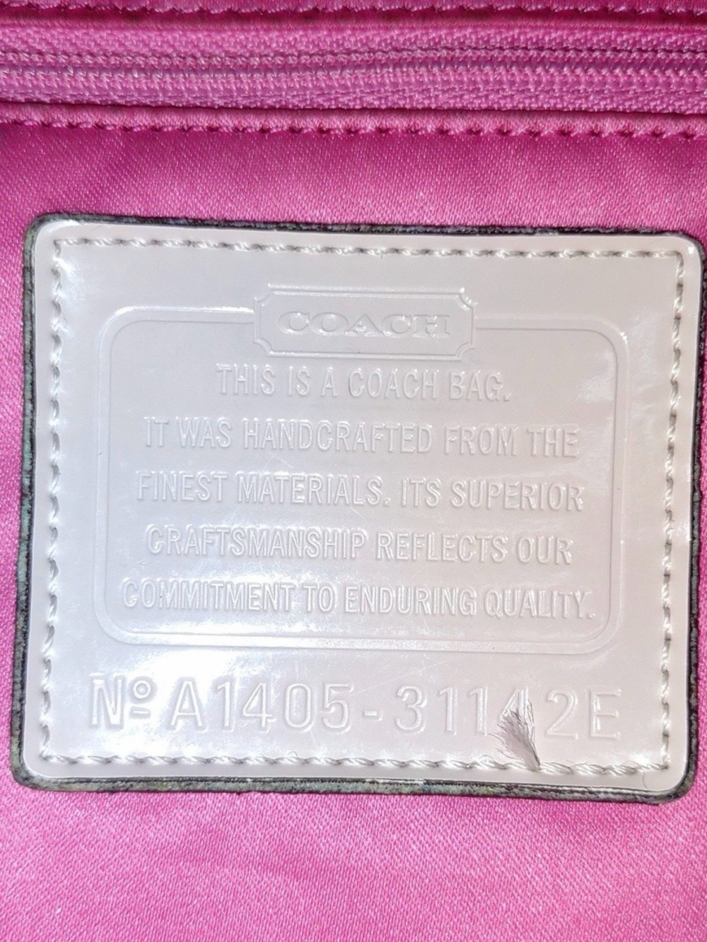 Coach Pink Signature Canvas Shoulder Bag with Tan Trim - Picture 3 of 3